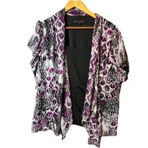 Sara Michelle Woman’s Shirt Size 3x  Camisole Short Sleeve Multi W/Black Inside